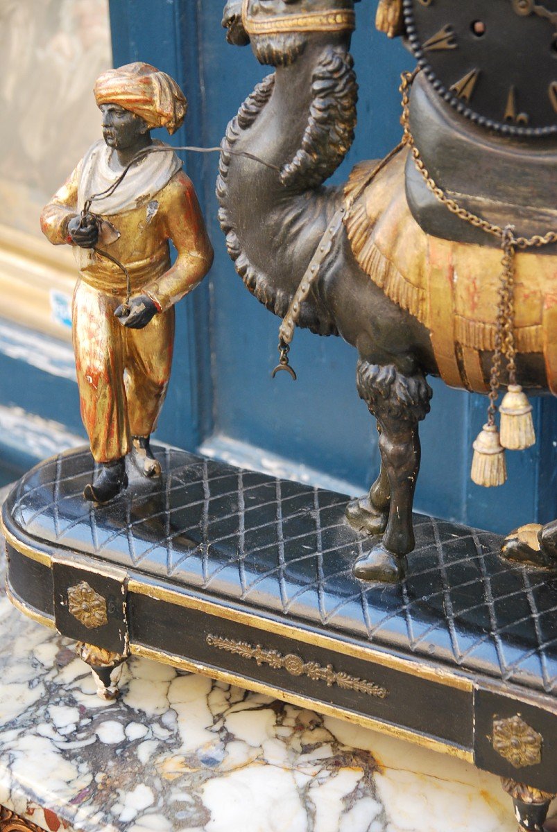 Rare Camel Clock In Black Forest Wood-photo-5