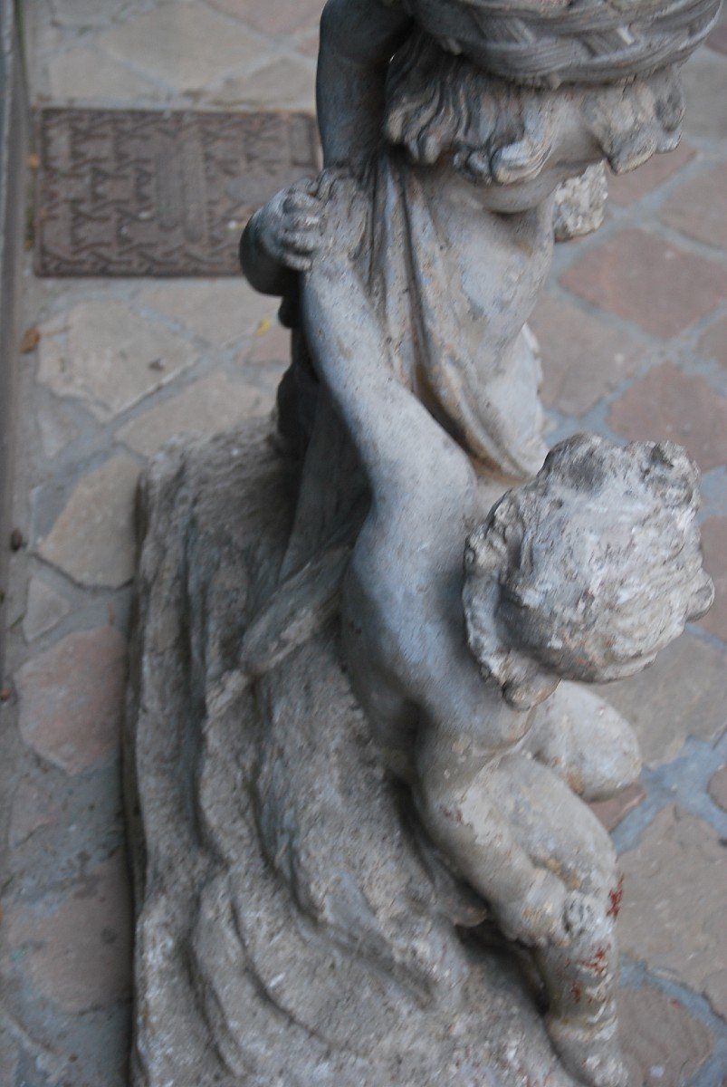 Elégant Et Rare Groupe  Représentant Trois Amours   ,  France , XVIII-photo-7