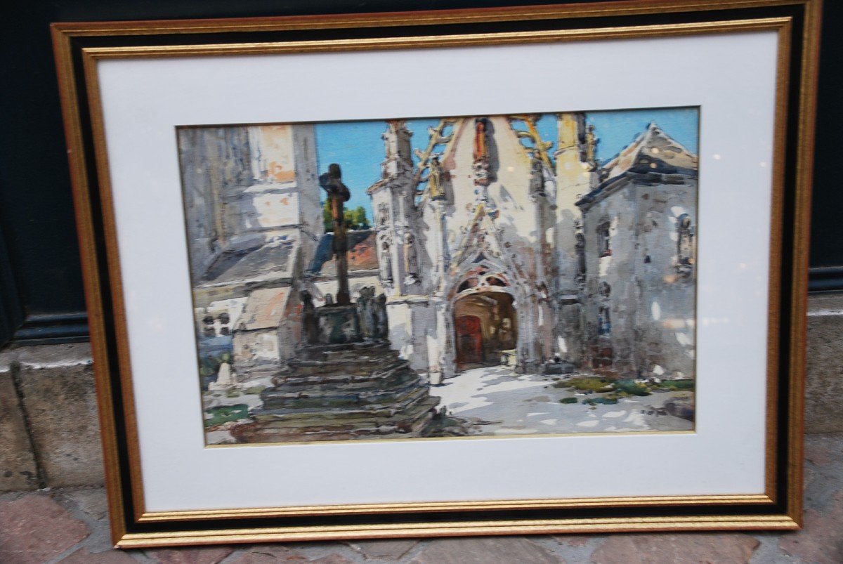 Saint Tregonnec, Watercolor Signed De Villon-photo-4