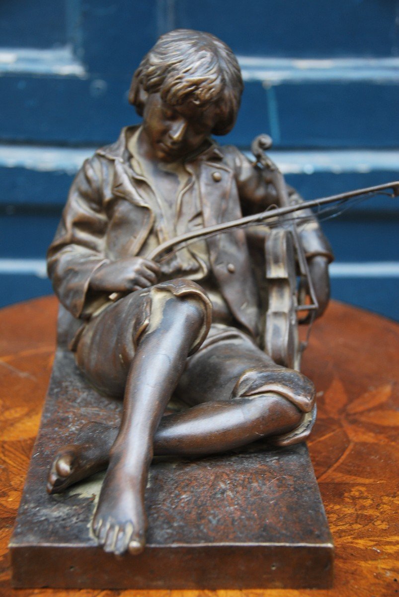 Violoniste , Bronze Signé De  Tharel -photo-2