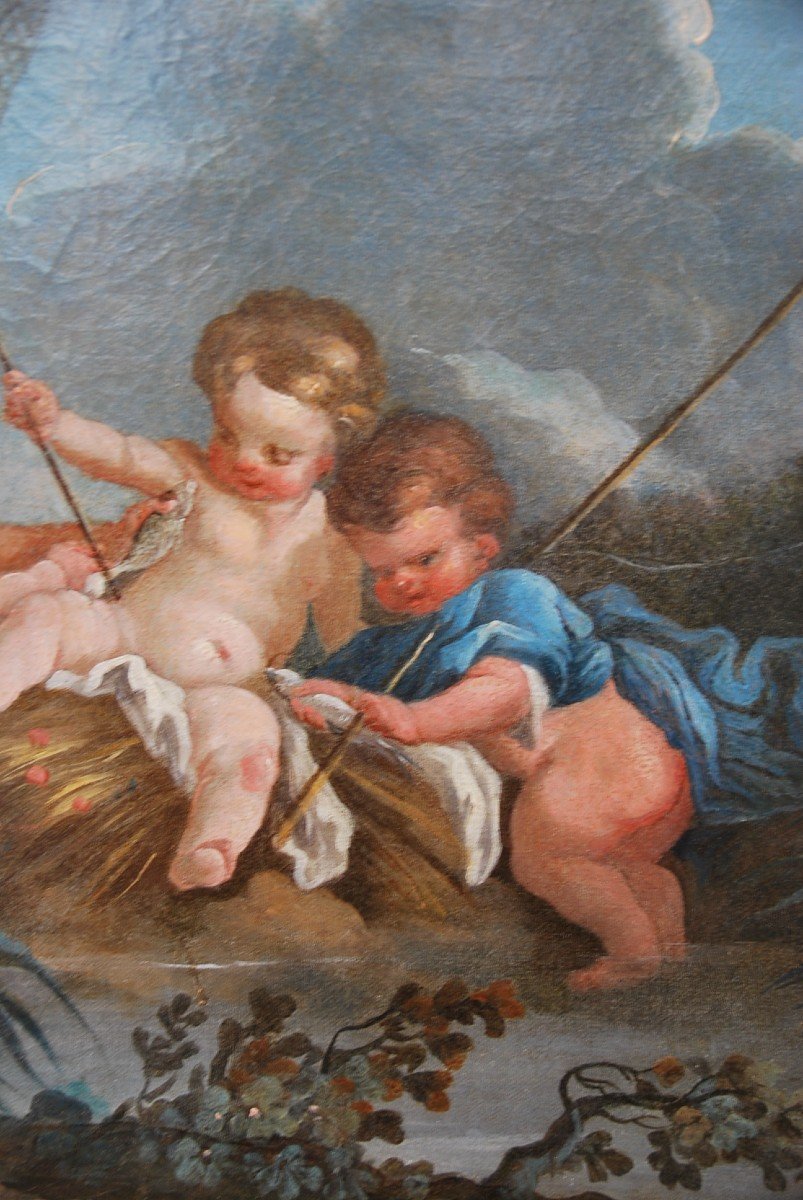 Boucher D Après , Huile Les Enfants Pêcheurs  Huile XVIII-photo-1