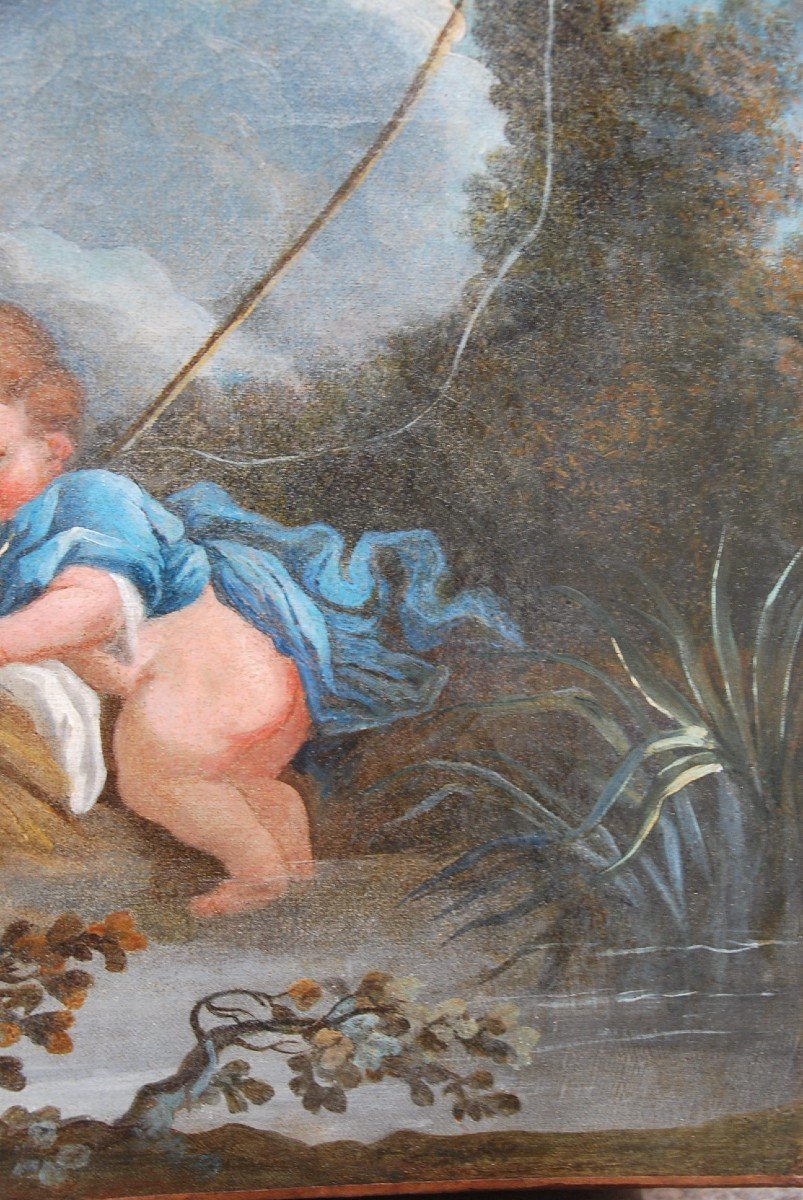 Boucher D Après , Huile Les Enfants Pêcheurs  Huile XVIII-photo-2