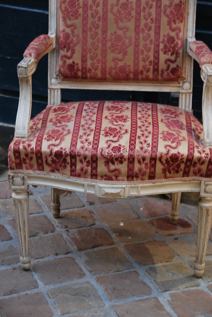 Louis XVI Pillot Flat Back Armchair-photo-3