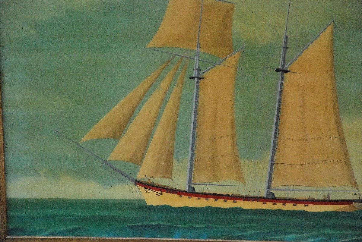 Two Paintings On Glass, Schooners XIX-photo-1