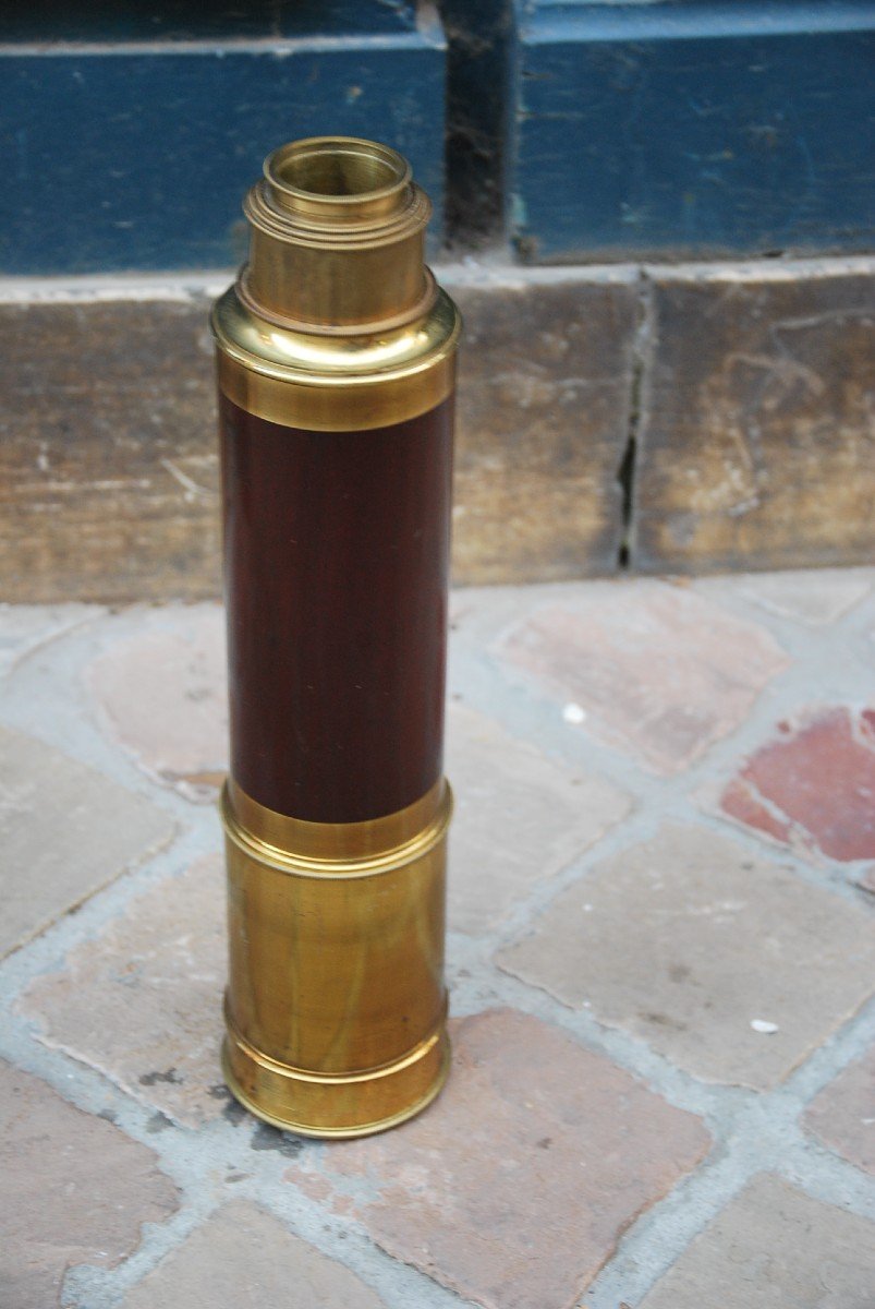 Large Long View Of Marine XIX Mahogany And Brass-photo-3