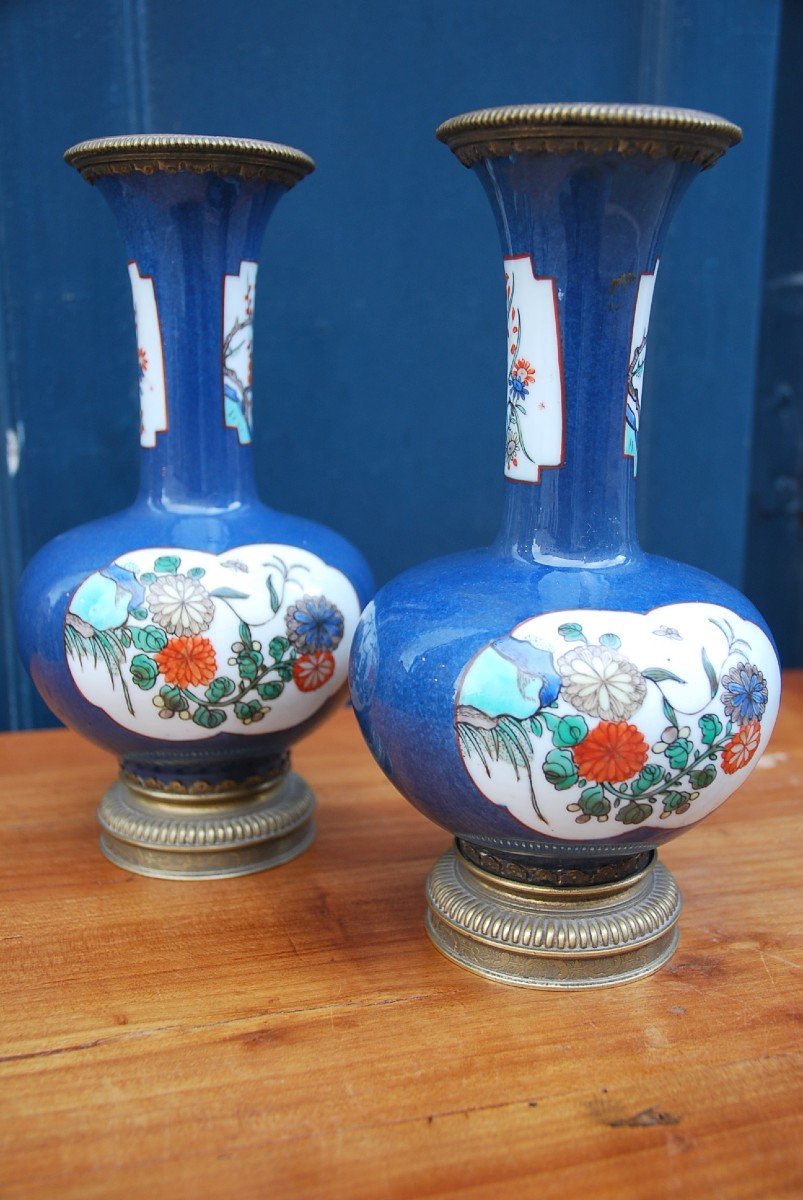 Chine XIX Paire De Vases Montés-photo-3