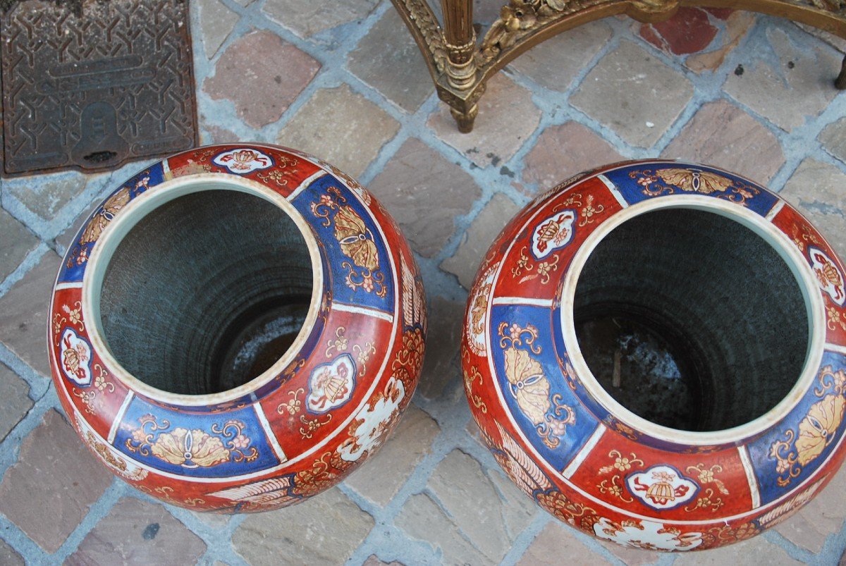 Paire D Importantes Potiches Décor Imari Fin XIX-photo-3