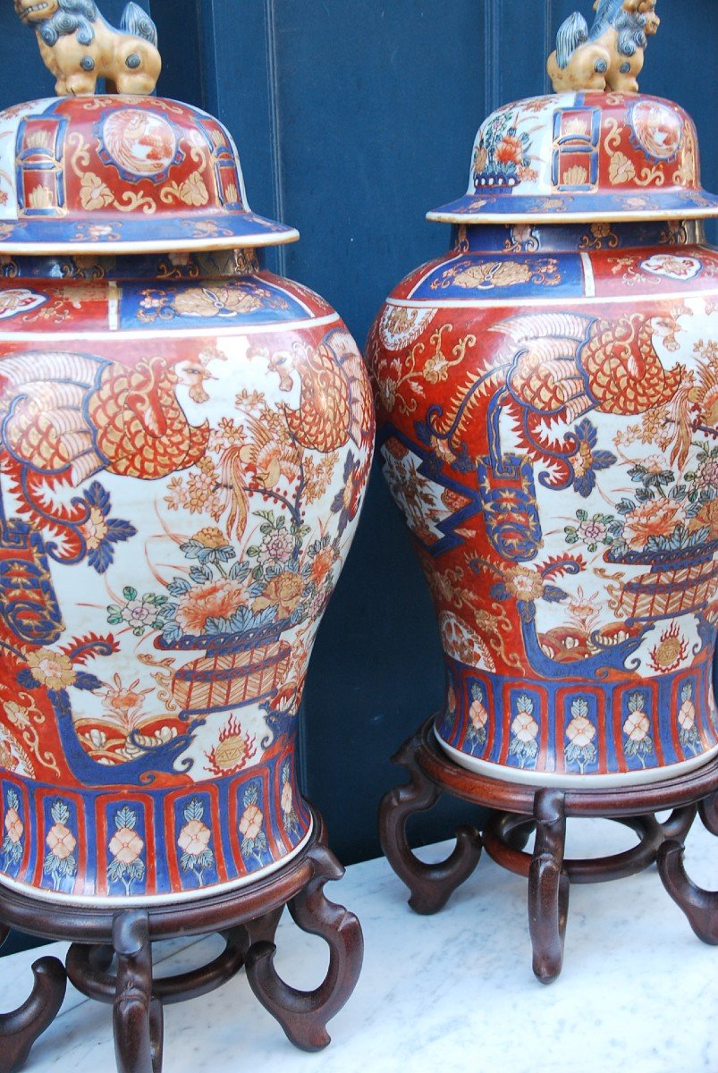 Paire D Importantes Potiches Décor Imari Fin XIX-photo-5