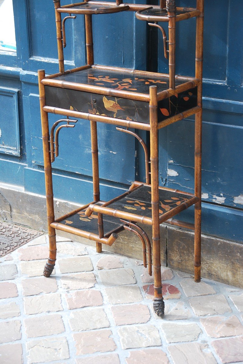 Japanese Shelf Banbou And Lacquer Perret And Vibert-photo-4