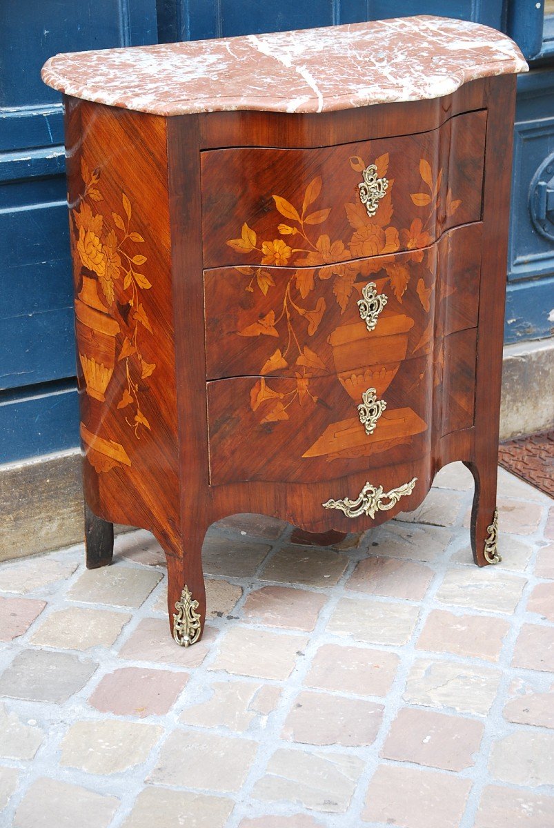 Holland Flower Marquetry Chest Of Drawers-photo-3