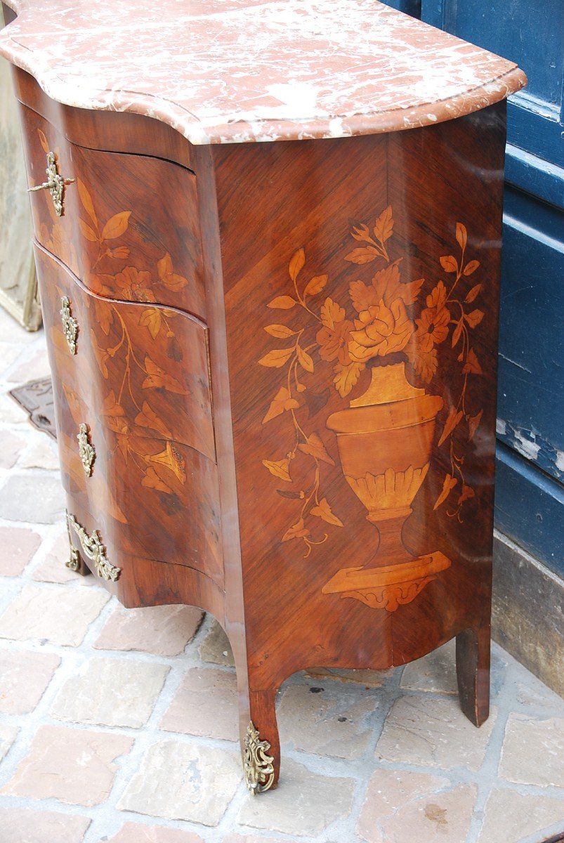 Holland Flower Marquetry Chest Of Drawers-photo-5