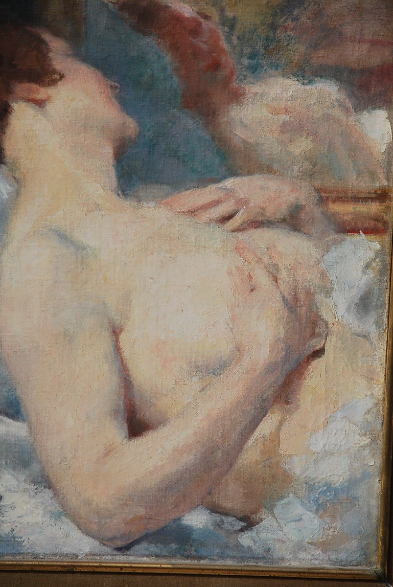 Femme Alanguie Par Par Julien Tavernier  Huile Sur Toile-photo-3