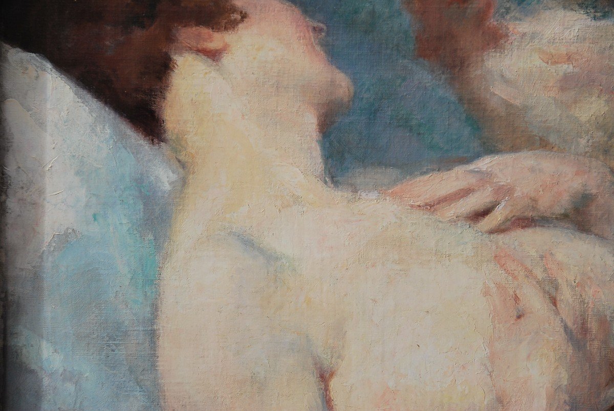 Femme Alanguie Par Par Julien Tavernier  Huile Sur Toile-photo-2