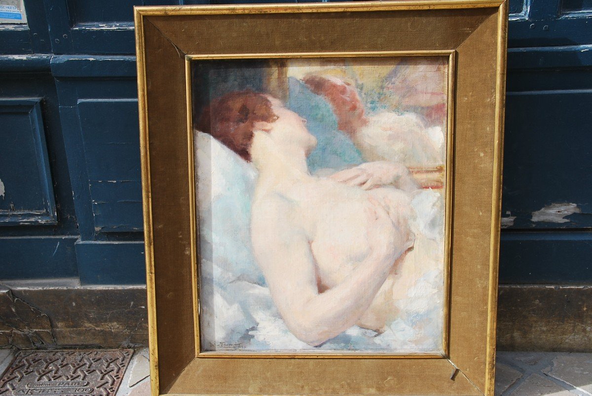 Femme Alanguie Par Par Julien Tavernier  Huile Sur Toile-photo-4