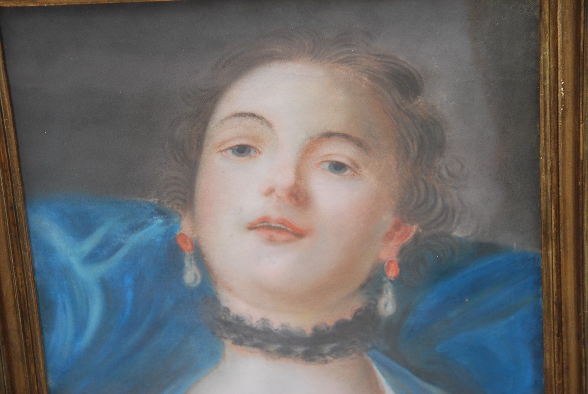 Pastel Jeune Femme XVIII suiveur de Boucher-photo-2