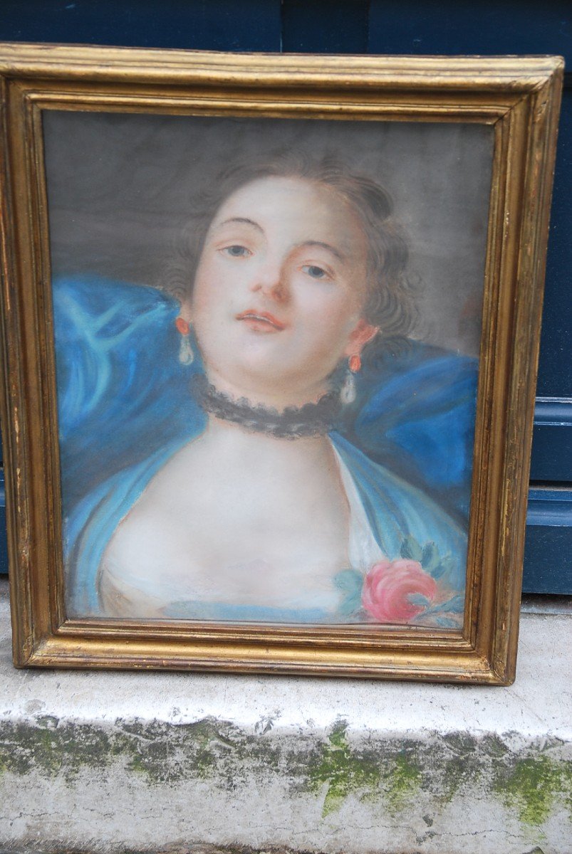 Pastel Jeune Femme XVIII suiveur de Boucher