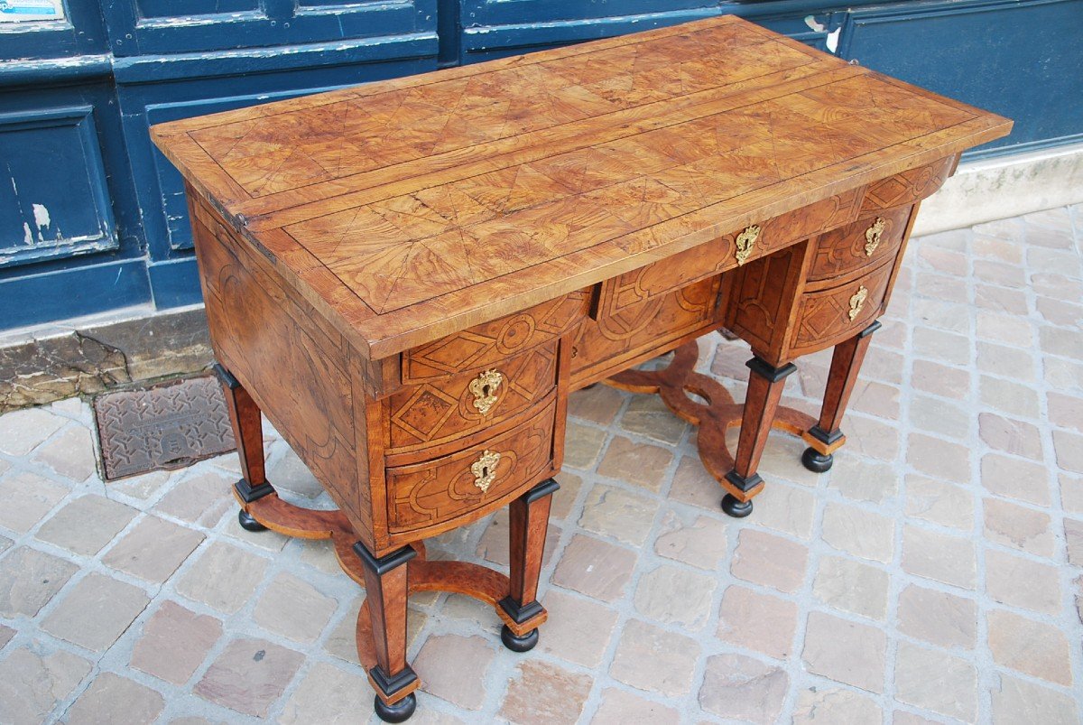 Bureau Masarin En Placage D époque Louis XIV -photo-1