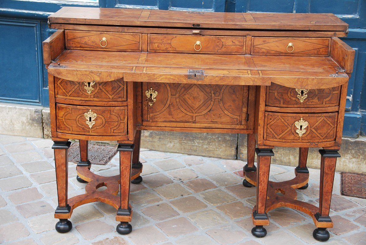 Bureau Masarin En Placage D époque Louis XIV -photo-7