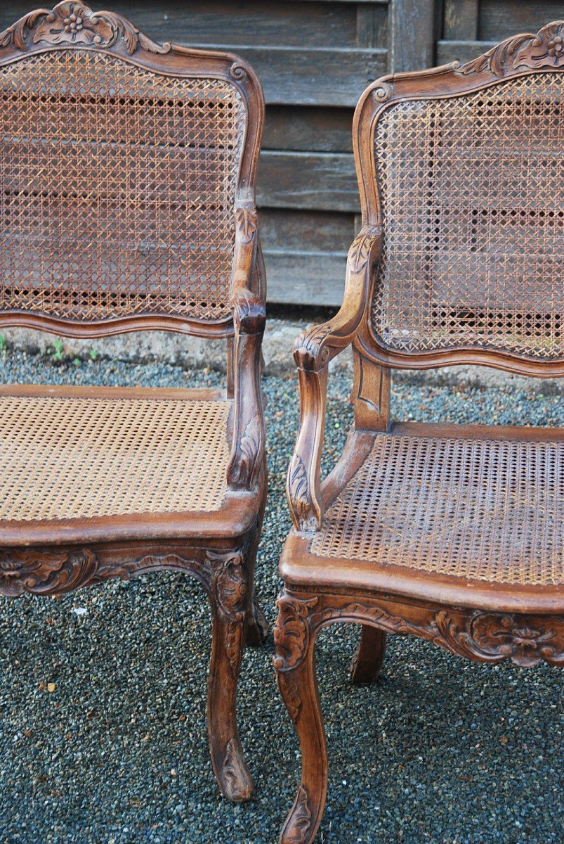 Pair Of Regence Style Caned Armchairs-photo-3