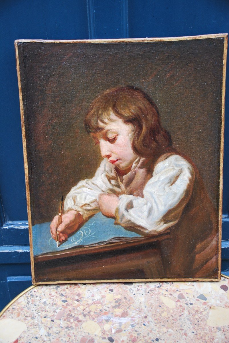 Greuze Follower Of; Portrait Of A Young Boy, Late XVIII-photo-3