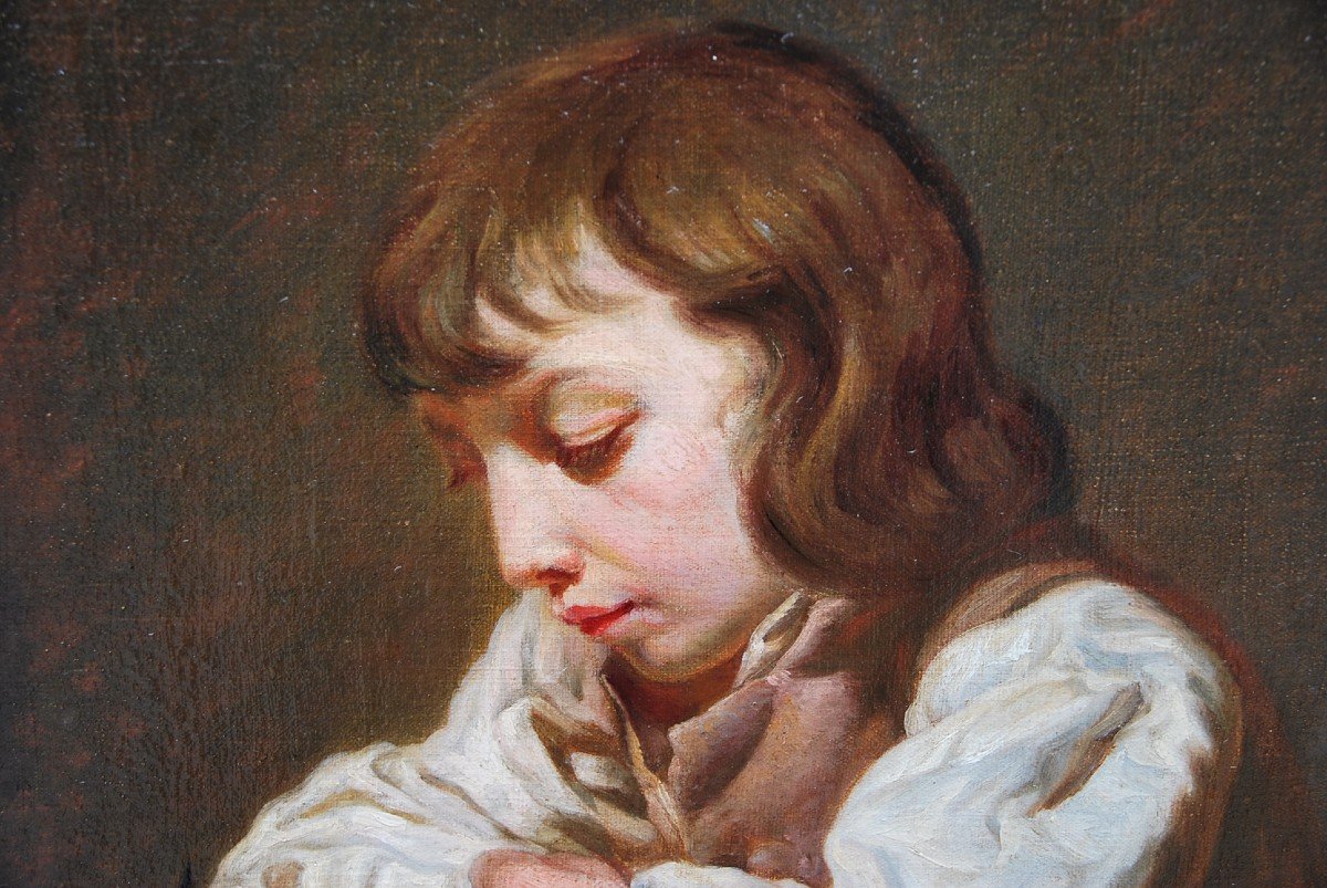 Greuze Follower Of; Portrait Of A Young Boy, Late XVIII-photo-8