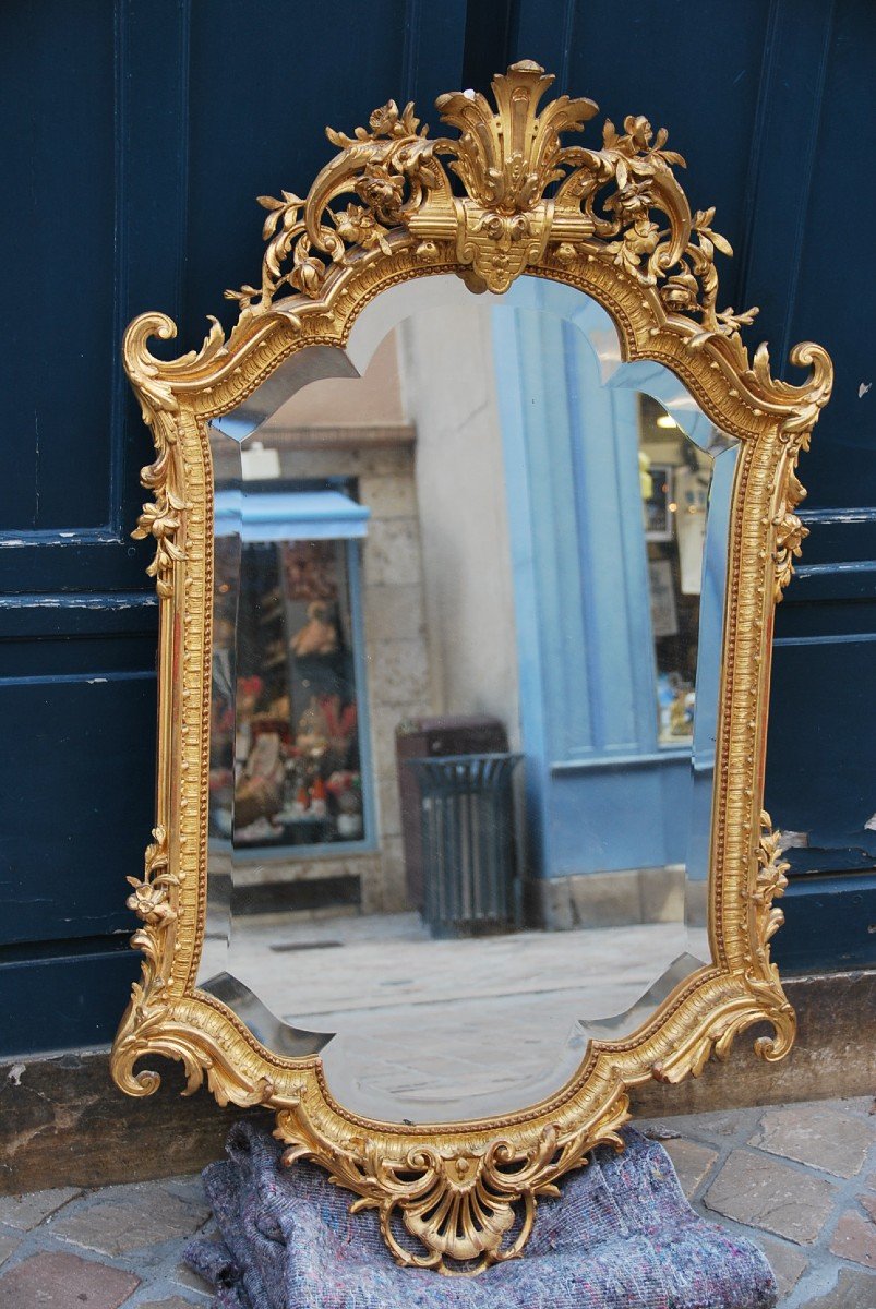 Glace En Bois Doré D époque Napoléon III-photo-2