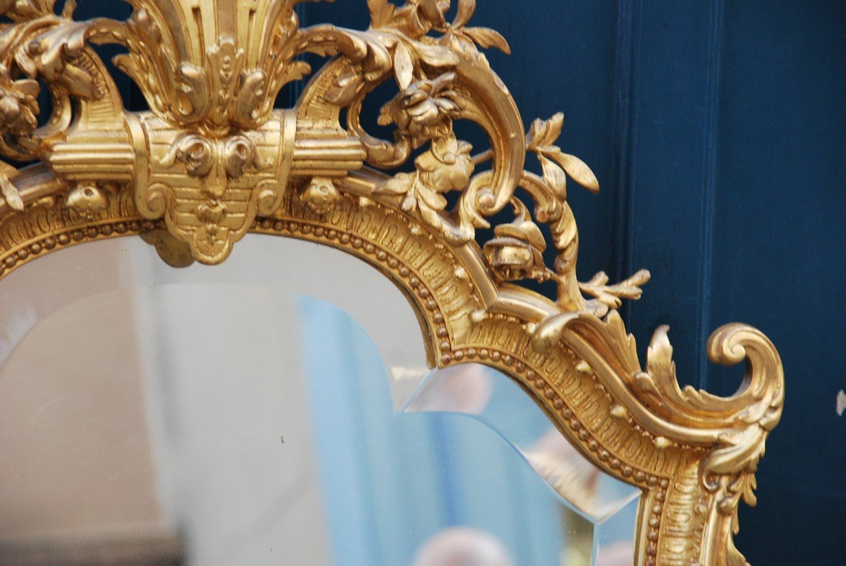 Glace En Bois Doré D époque Napoléon III-photo-1