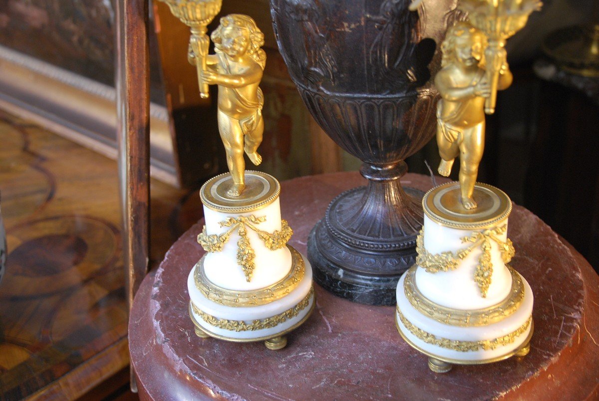 Paire De Bougeoirs Napoléon III  Putti-photo-2