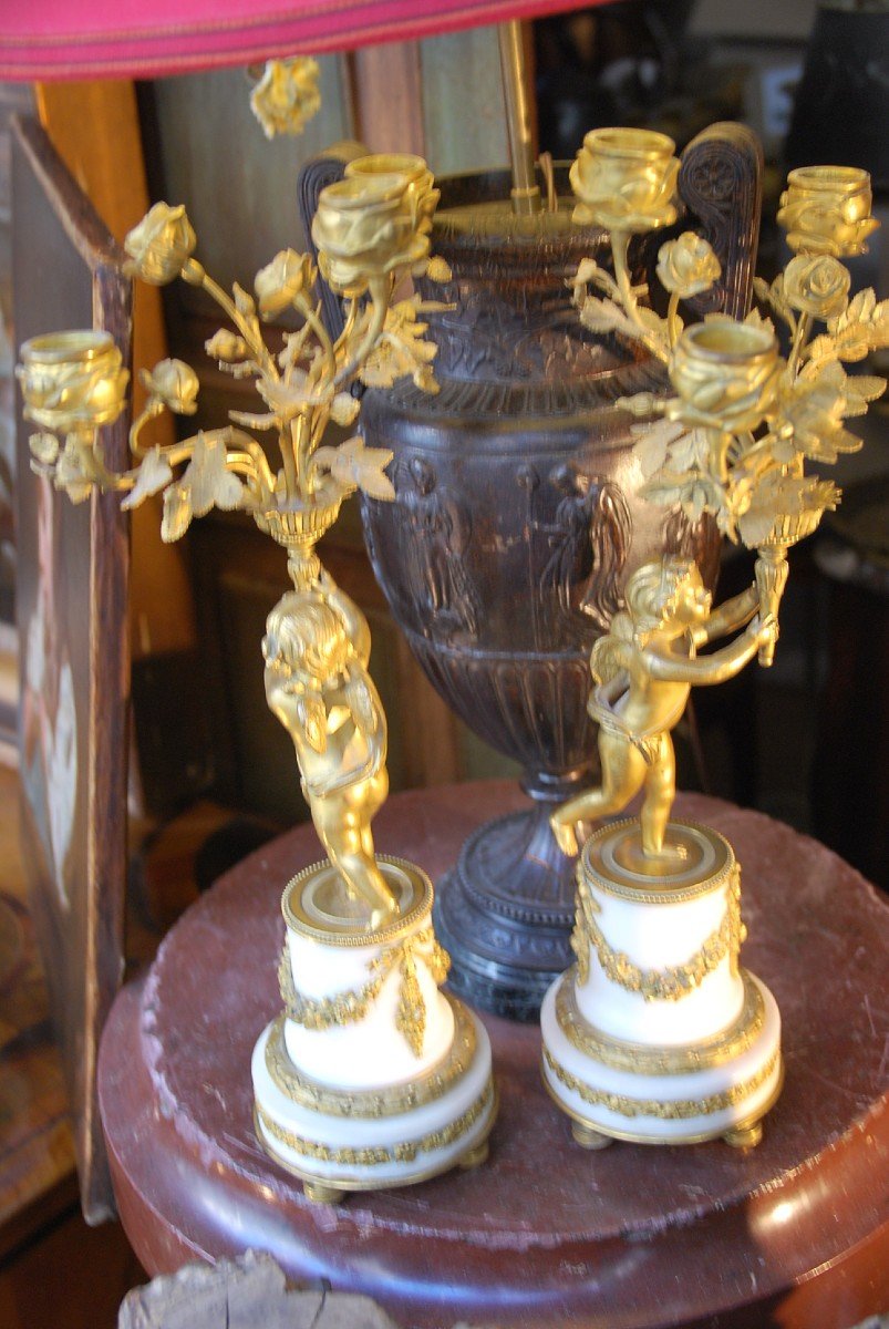 Paire De Bougeoirs Napoléon III  Putti-photo-4