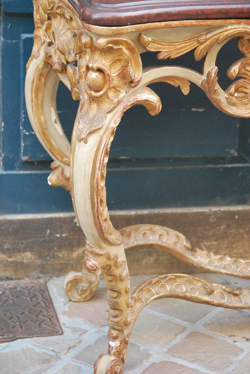 Console In Carved Wood D Louis XV Period-photo-7