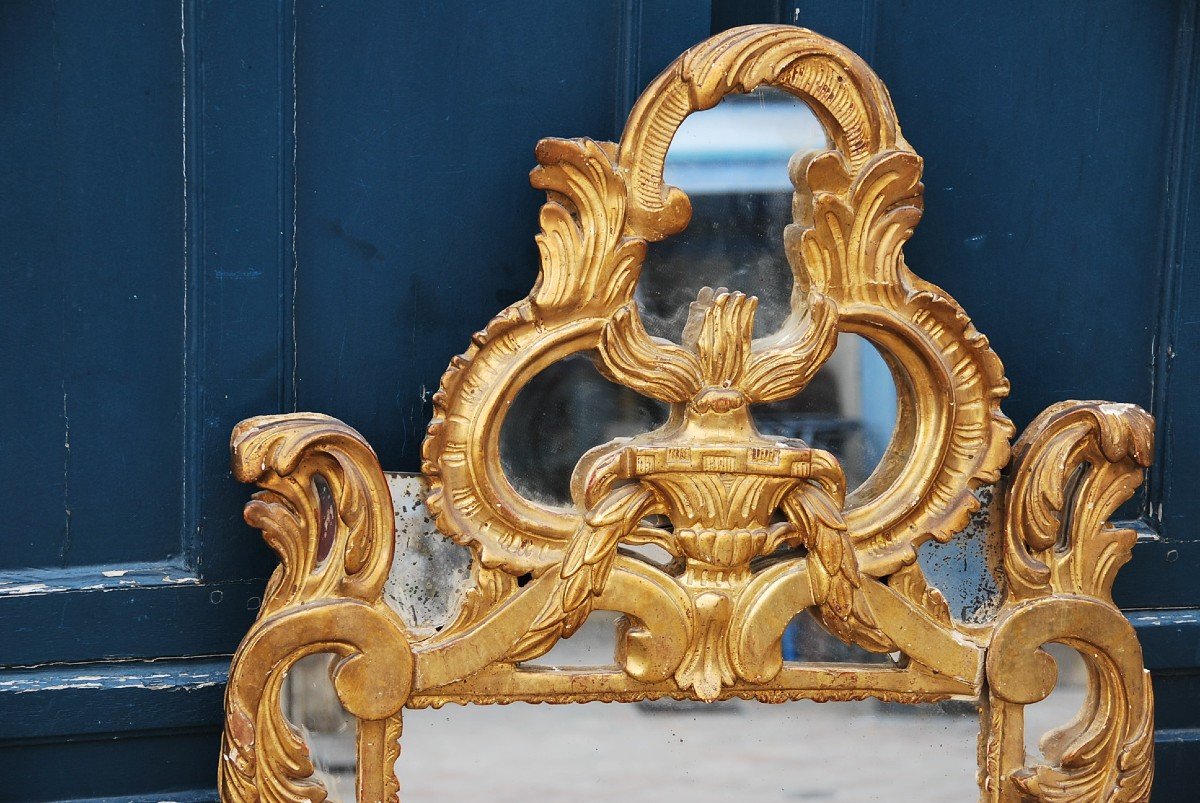 Mirror In Golden Wood D Louis XV Period. Provence XVIII-photo-2