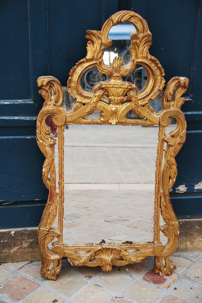 Mirror In Golden Wood D Louis XV Period. Provence XVIII-photo-3