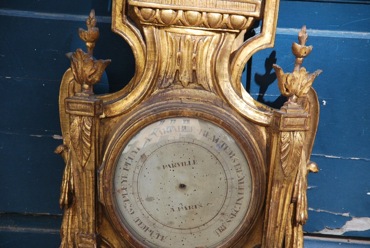 Beautiful Barometer In Golden Wood D Louis XVI Period-photo-1