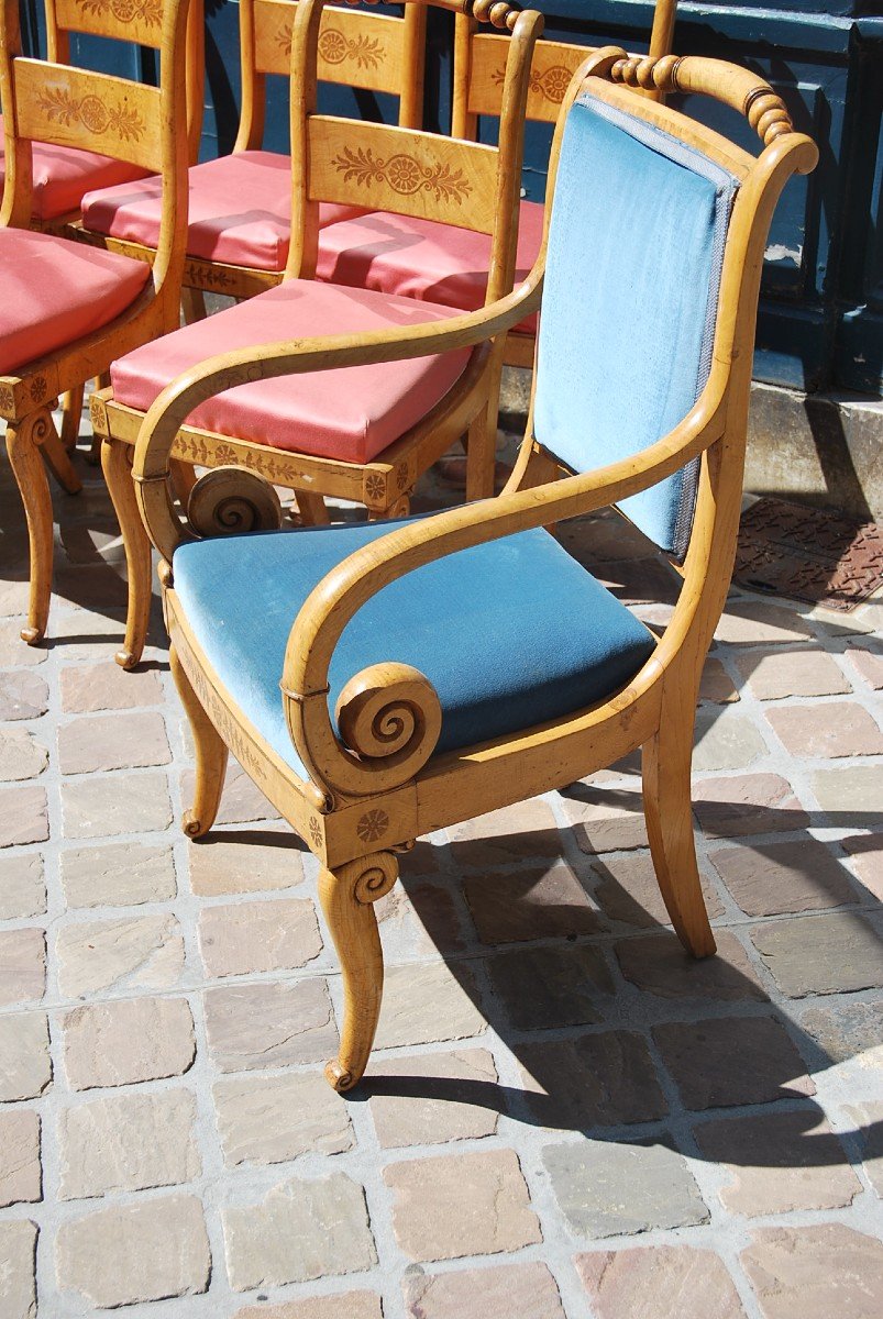 Rare Suite Of 6 Chairs And Two Armchairs D Charles X Period-photo-3