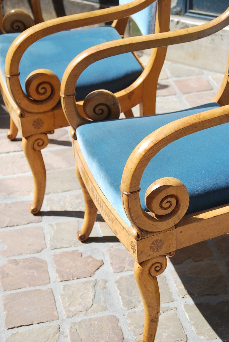 Rare Suite Of 6 Chairs And Two Armchairs D Charles X Period-photo-7