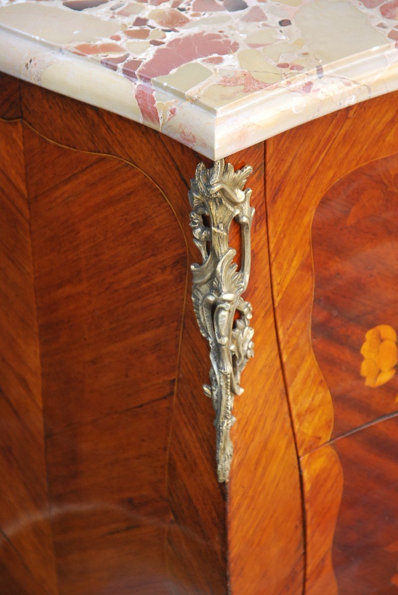 Small Commode In Louis XV Flower Marquetry-photo-4