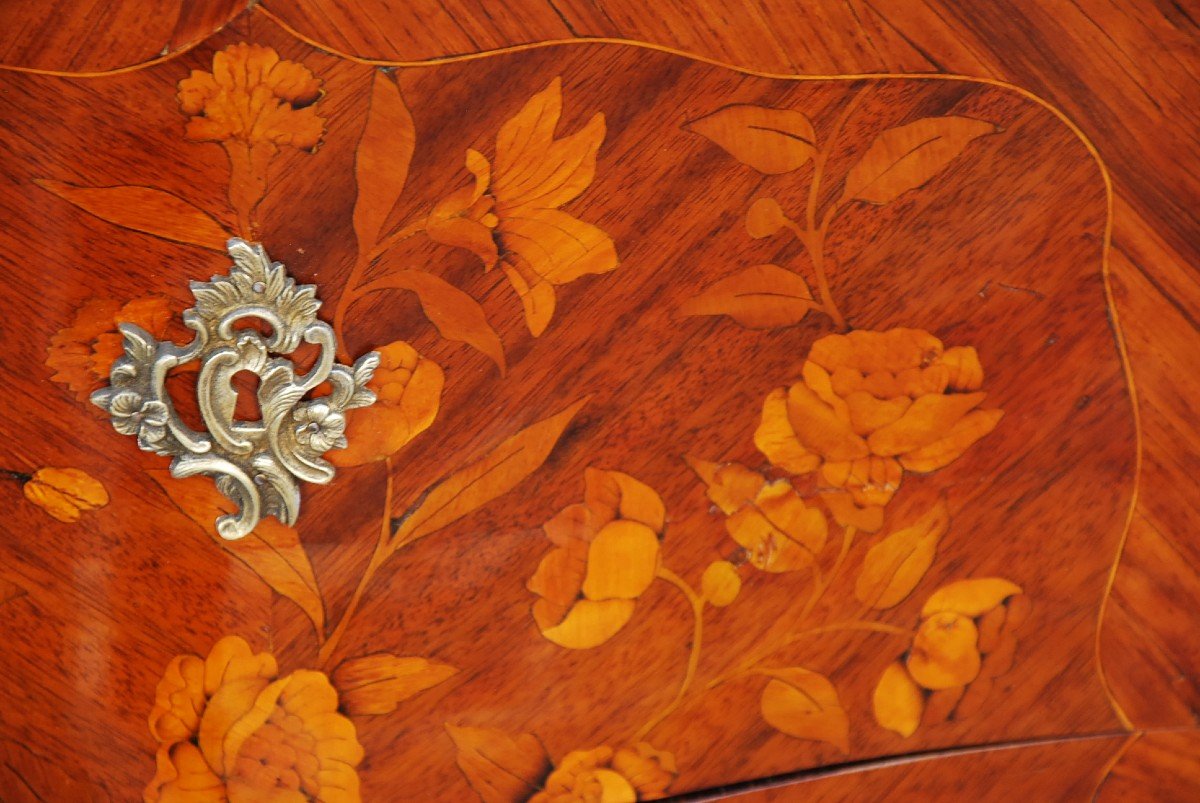 Small Commode In Louis XV Flower Marquetry-photo-6