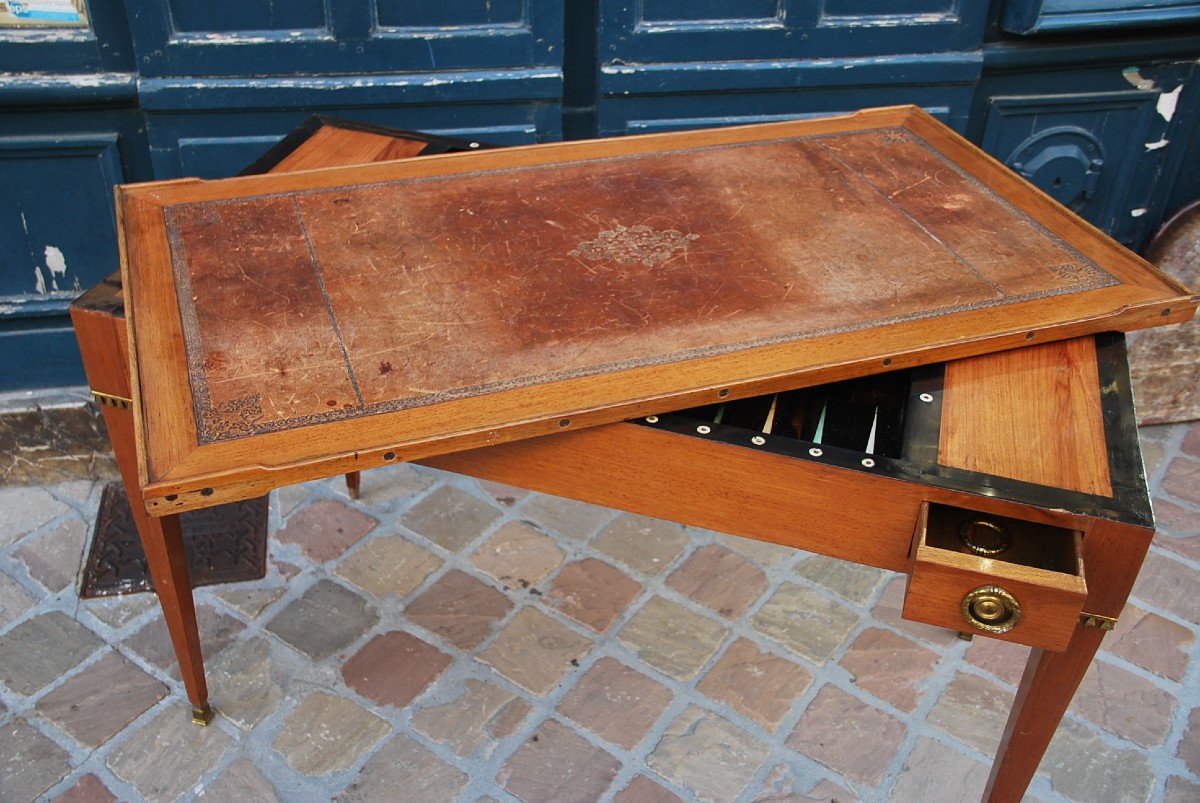 Tric Trac In Blond Mahogany D Louis XVI Period-photo-4