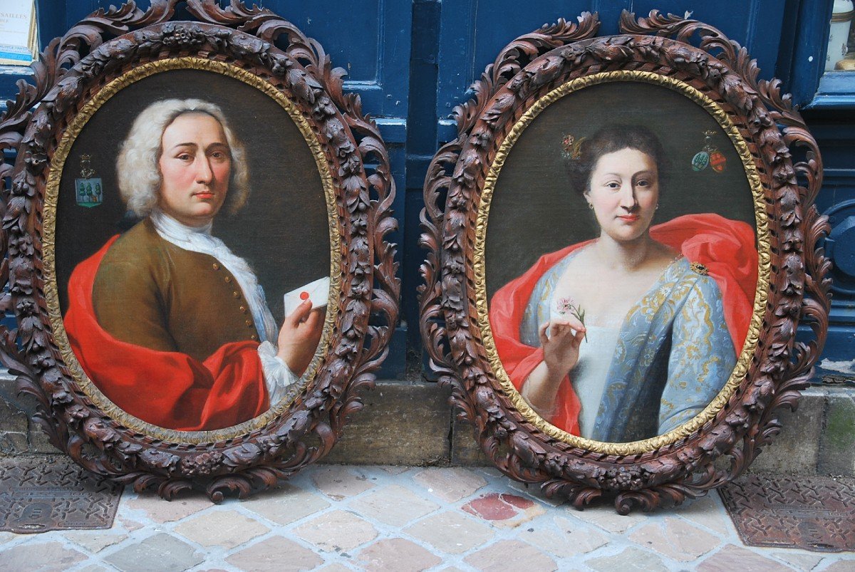 Ecole Hollandaise Du XVIII Paire De Portraits Kerens De Hongne-photo-7