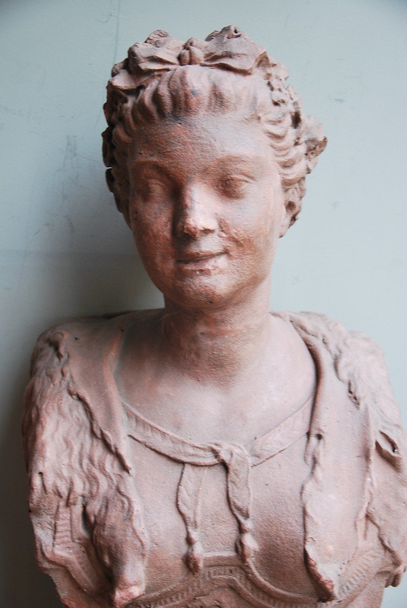 Pair Of Terracotta Busts From The Directoire Period And Its Sheaths-photo-2