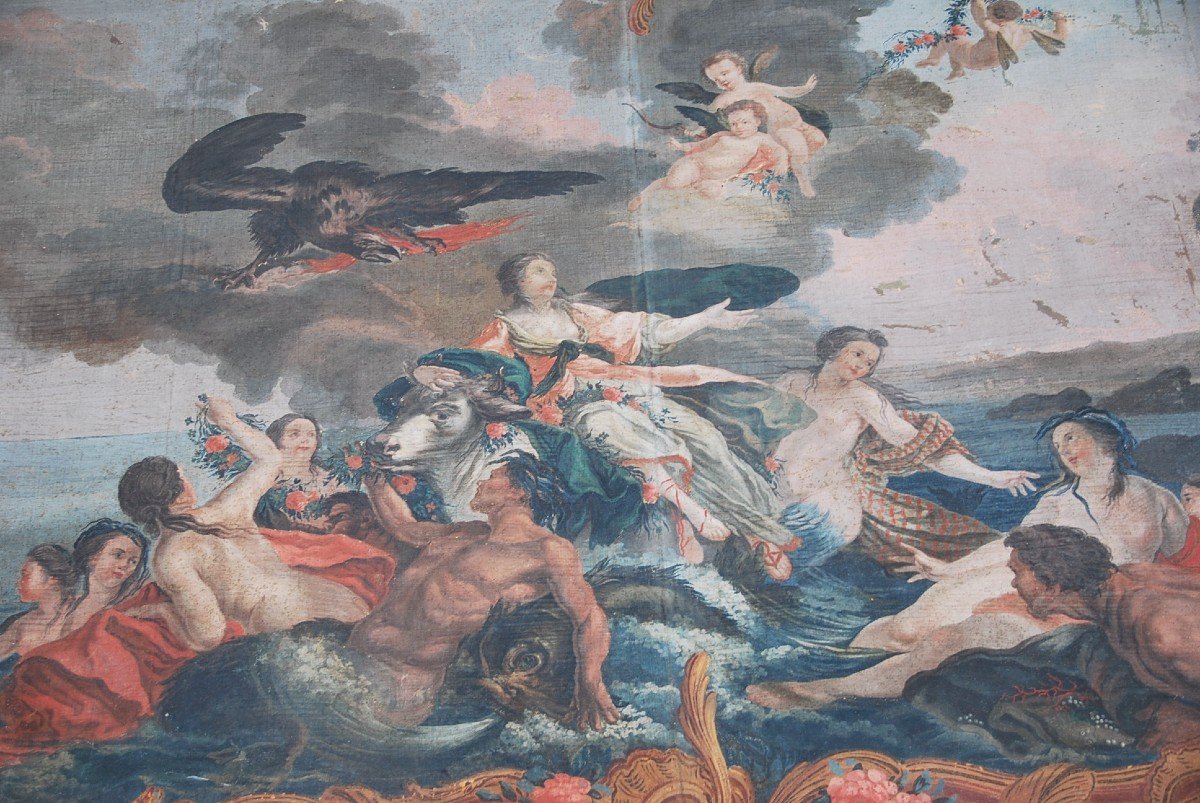 Rare And Large Painted Canvas Provence XVIII The Abduction Of Europe-photo-2