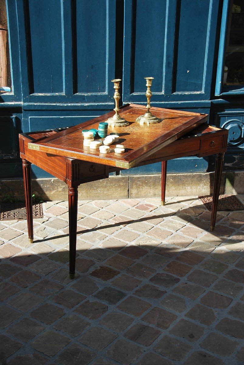 Tric Trac In Mahogany Louis XVI Period Attributed To Schey-photo-7