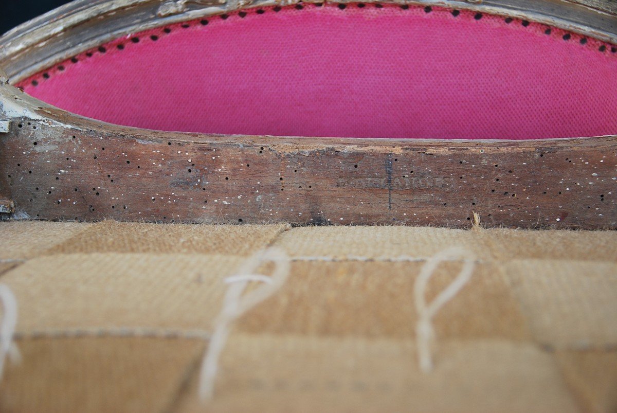 Delanois , Suite De 4 Fauteuils à La Reine D époque Louis  XV-photo-6