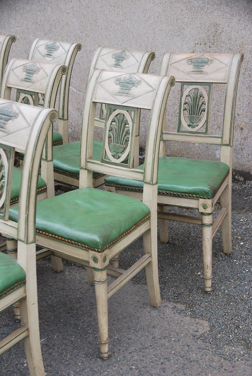 Suite De 12 Chaises Laquées Directoire-photo-2