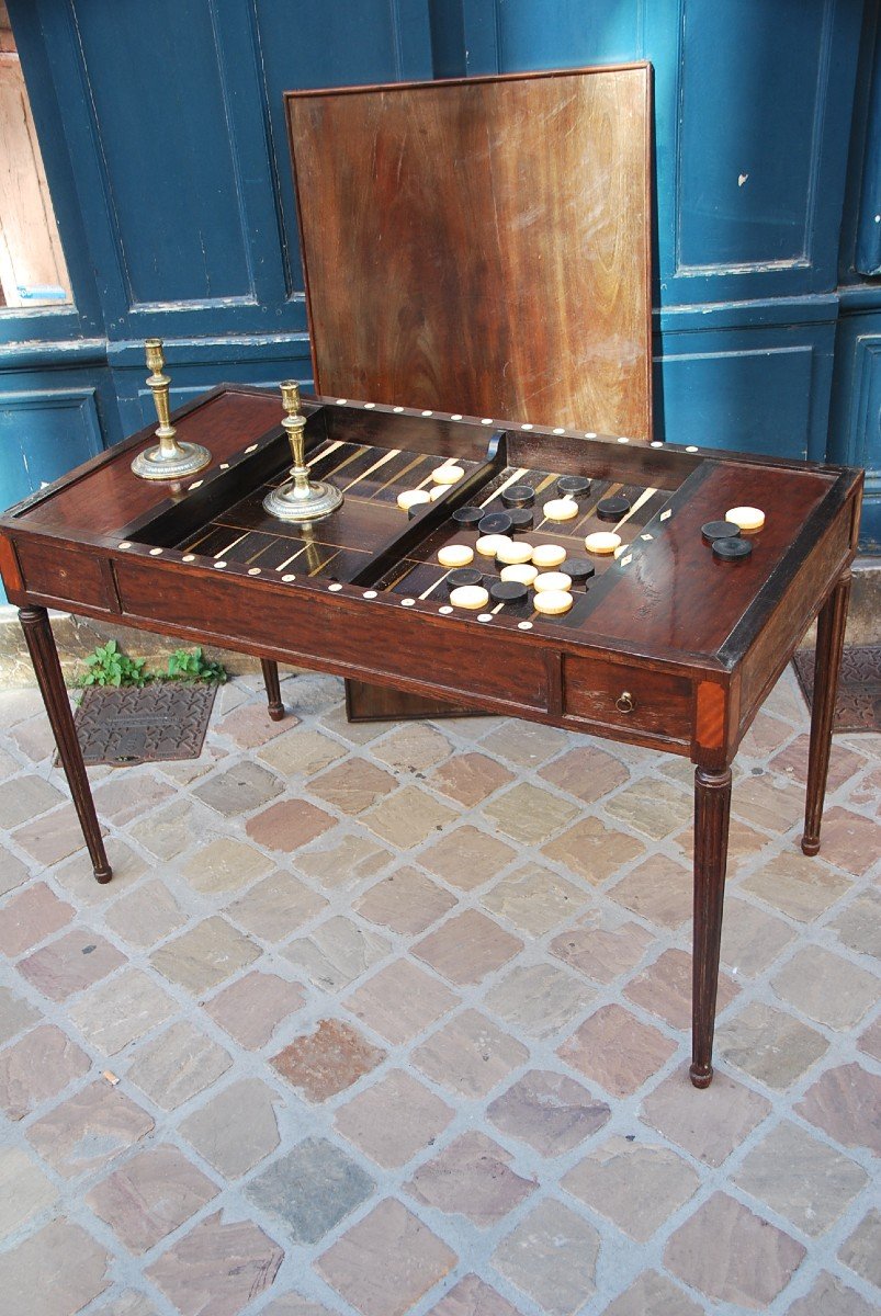 Table Tric Trac En Acajou D époque Louis XVI