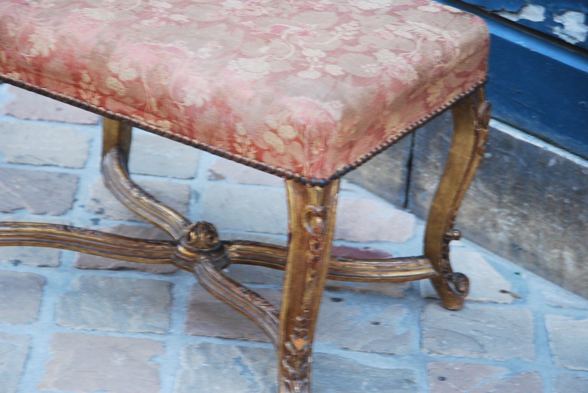Regency Style Golden Wood Stool-photo-1