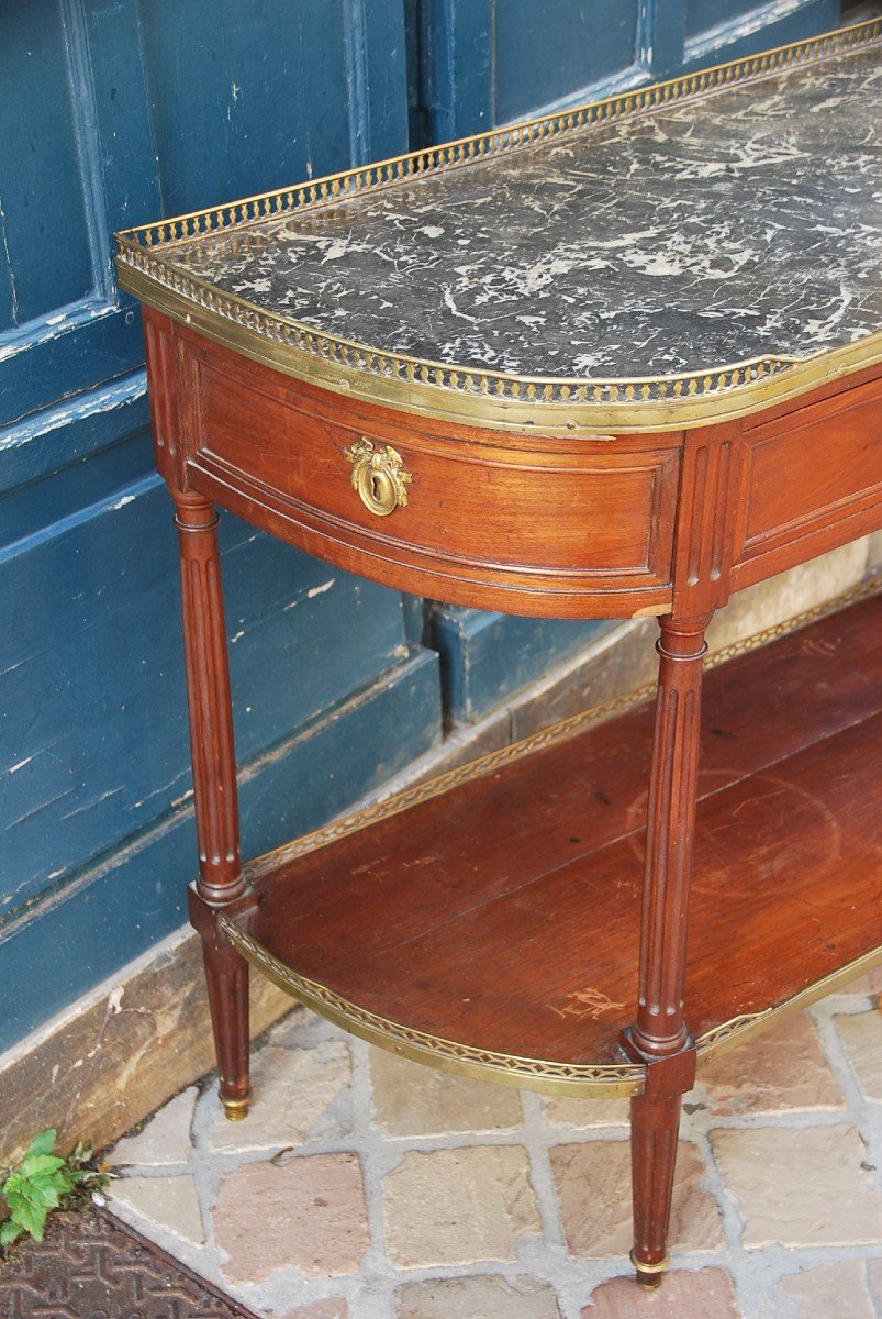 Half Moon Console In Mahogany Louis XVI Period Stamped By Nicolas Petit-photo-4