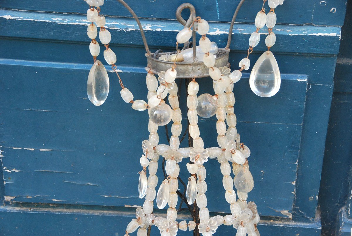 Pair Of Large 19th Century Wall Lamp In Directoire Rock Crystal-photo-5