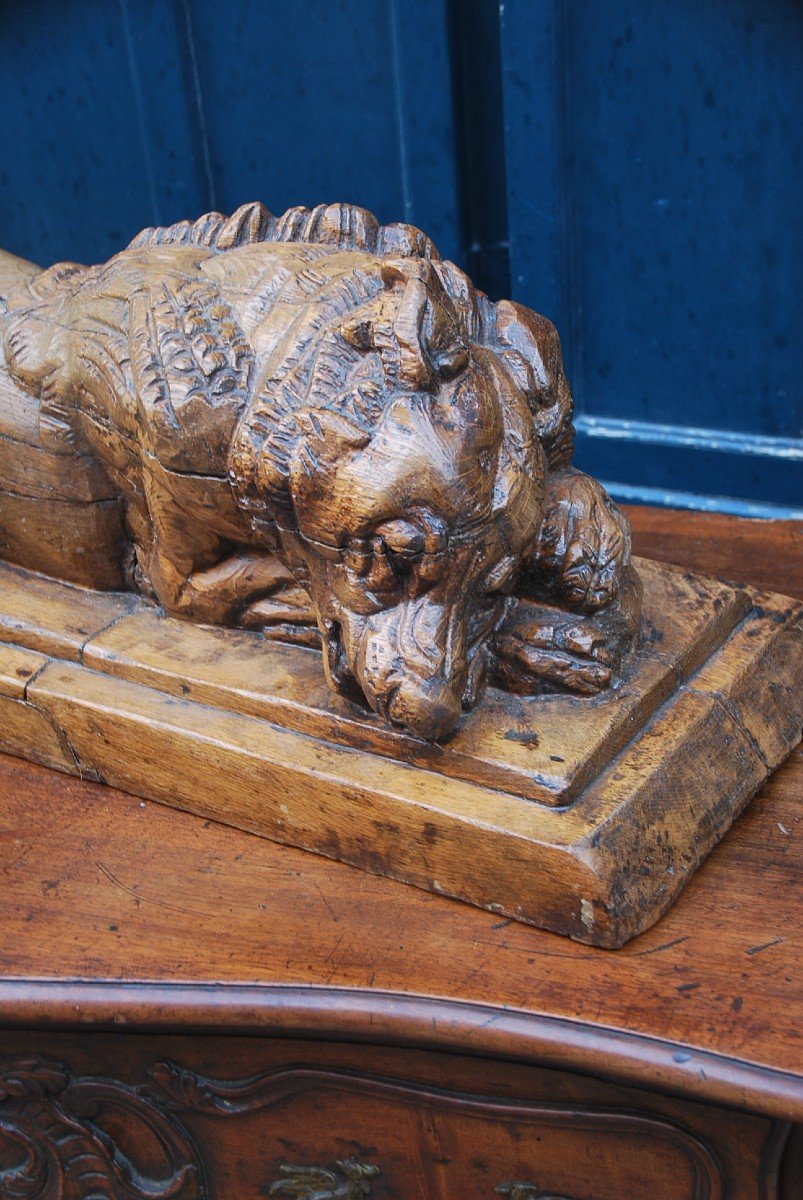 Large Wooden Sculpture Representing A Dog Signed De Bucher-photo-3