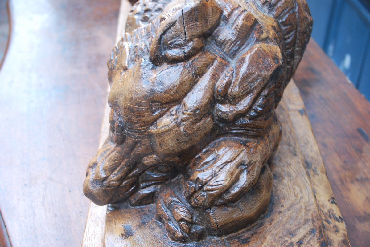 Large Wooden Sculpture Representing A Dog Signed De Bucher-photo-3